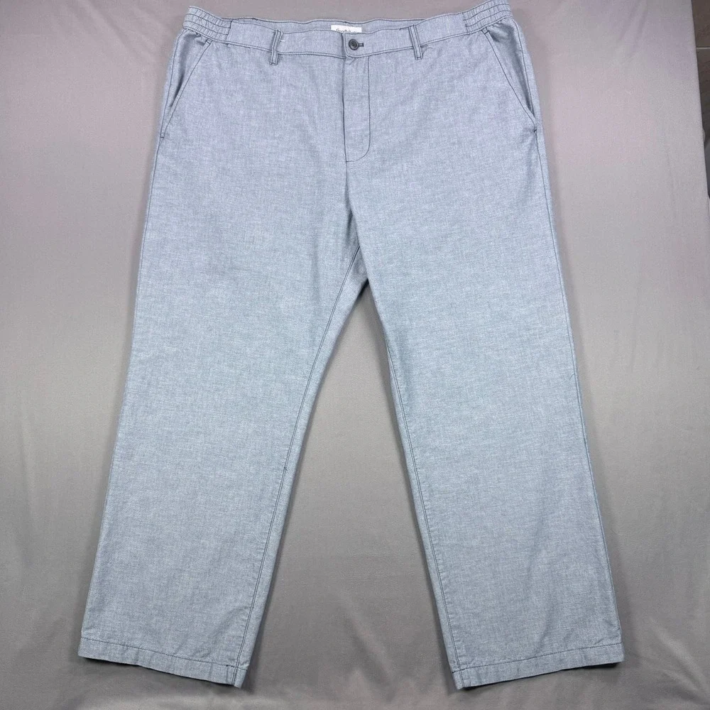 Goodfellow Mens XXL Blue 100% Cotton Elastic Waist Straight Leg Casual Pants